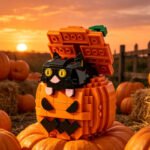 Pumpkin Black Cat Halloween Mini Building Block Set