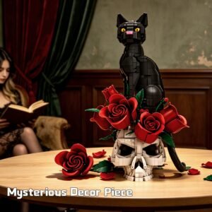 Skull Cat Rose Flower Crow Building Block Set