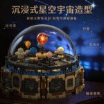 Electric Rotating Solar System Music Box with Building Block Set