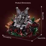 Skull Cat Rose Flower Crow Building Block Set
