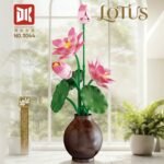 Potted Lotus Leaf and Rose Flower Scene Building Block Set