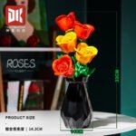 Potted Lotus Leaf and Rose Flower Scene Building Block Set