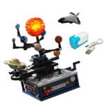 Electric Rotating Solar System Music Box with Building Block Set