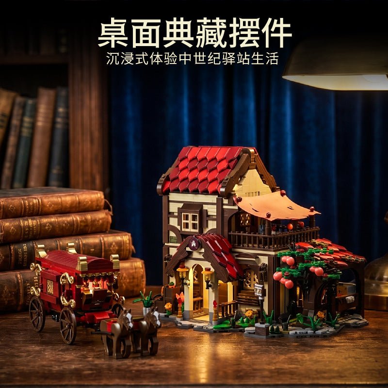 Medieval Carriage Station Building Block Set