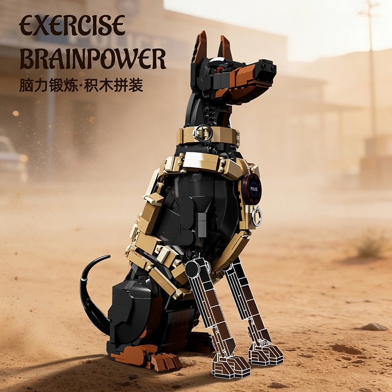 Doberman Police Dog Building Block Set