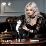 Skull Cat Rose Flower Crow Building Block Set