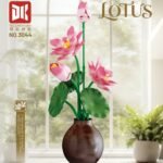 Potted Lotus Leaf and Rose Flower Scene Building Block Set