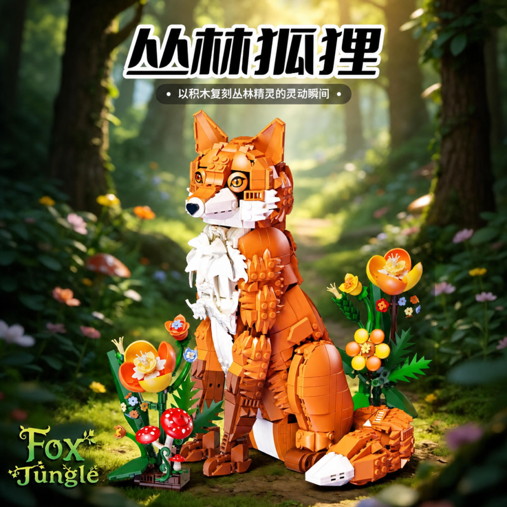 Jungle Fox Animal Panda Sunflower Tiger Building Block Set